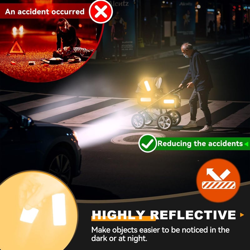 PHIXBEAR 20 Pcs Super Reflection Reflective Stickers Made of 3M 823i, Safety Reflective Tape for Car Bike Mailbox Helmet, Black Conspicuity Tape Outdoor Waterproof 3.15" X 1.18" - Image 2